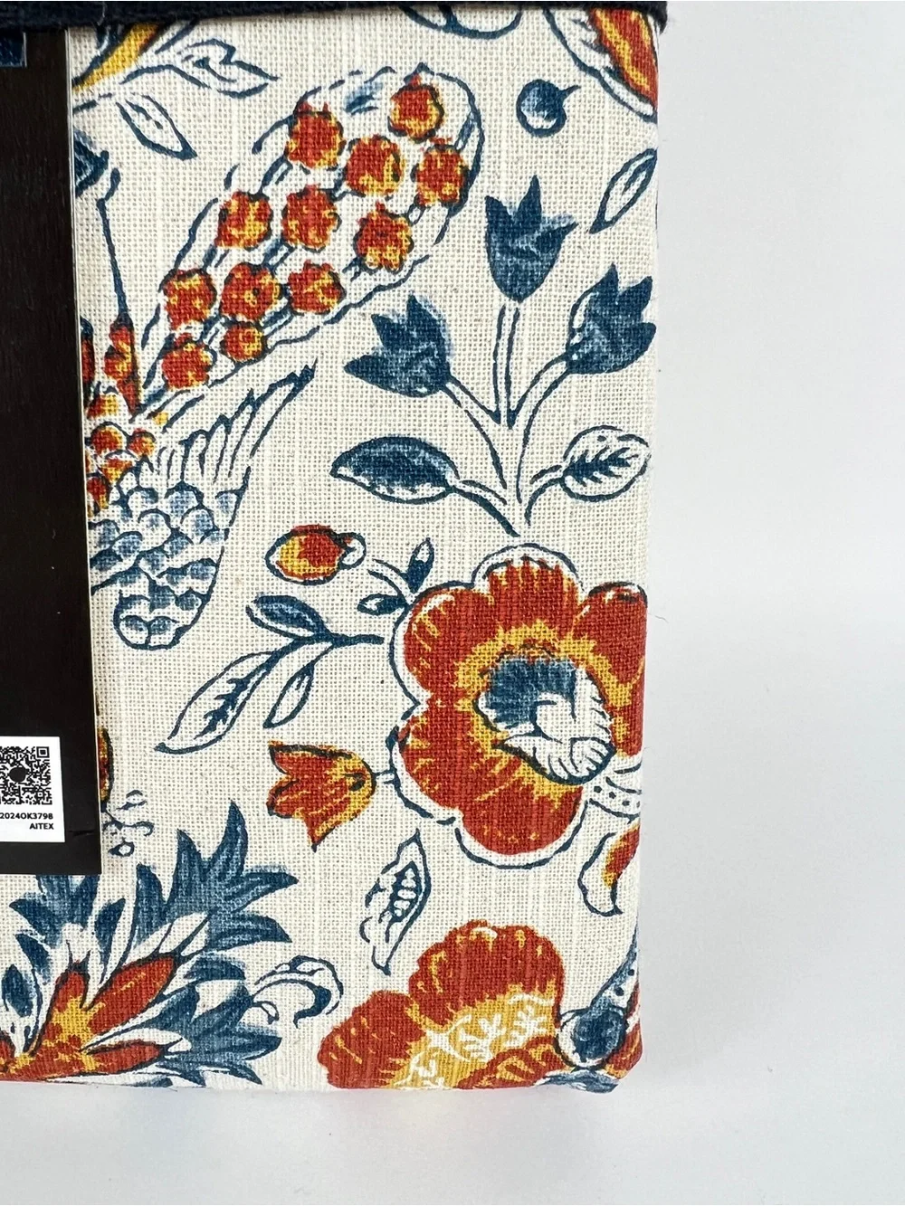 Rachel Zoe FALL Tablecloth 6 Napkins Blue Orange Cream Floral Birds 60 x 120 NEW
